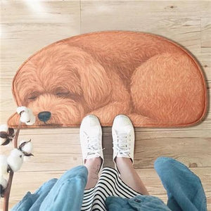 Sleeping Boston Terrier / French Bulldog Floor RugMatPoodleSmall