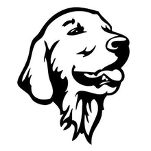 Load image into Gallery viewer, Image of a golden retriever car decal in white color