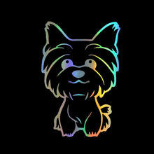 Load image into Gallery viewer, Smiling Yorkshire Terrier Vinyl Car Stickers-Car Accessories-Car Accessories, Car Sticker, Dogs, Yorkshire Terrier-Reflective Rainbow-2 pcs-1