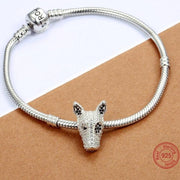 Studded Bull Terrier Silver Charm BeadDog Themed Jewellery