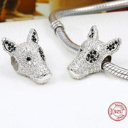 Studded Bull Terrier Silver Charm BeadDog Themed Jewellery