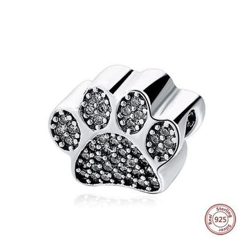 Studded Bull Terrier Silver Charm BeadDog Themed JewelleryDog Paw