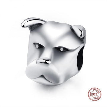 Studded Bull Terrier Silver Charm BeadDog Themed JewelleryStaffordshire Bull Terrier