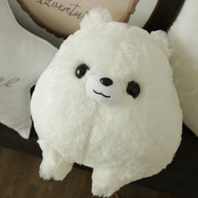 Load image into Gallery viewer, Image of an adorable stuffed American Eskimo Dog plush toy pillow looking up