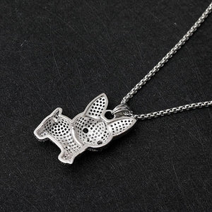 Back image of a studded boston terrier necklace