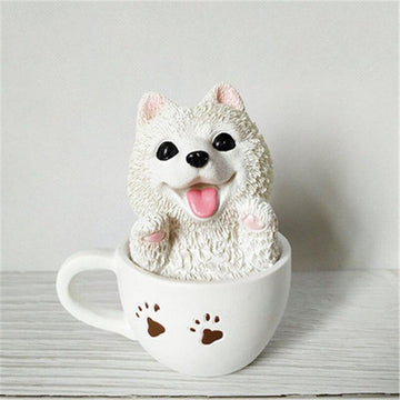 Teacup Chocolate Schnauzer Desktop OrnamentHome DecorSamoyed