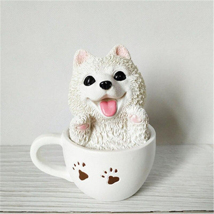 Teacup Chocolate Schnauzer Desktop OrnamentHome DecorSamoyed