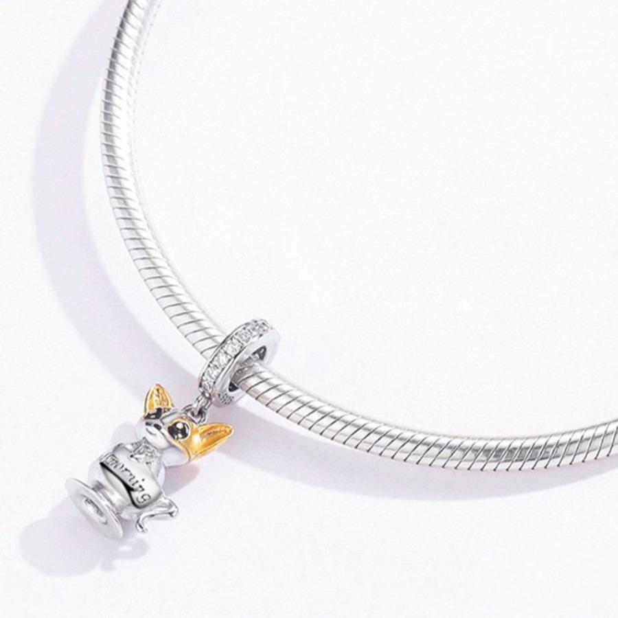 Teacup Corgi Silver Pendant