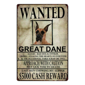 Wanted Airedale Terrier Approach With Caution Tin Poster - Series 1-Sign Board-Airedale Terrier, Dogs, Home Decor, Sign Board-Great Dane-One Size-15