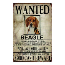 Load image into Gallery viewer, Wanted Airedale Terrier Approach With Caution Tin Poster - Series 1-Sign Board-Airedale Terrier, Dogs, Home Decor, Sign Board-Beagle-One Size-5