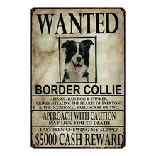 Load image into Gallery viewer, Wanted Airedale Terrier Approach With Caution Tin Poster - Series 1-Sign Board-Airedale Terrier, Dogs, Home Decor, Sign Board-Border Collie-One Size-6
