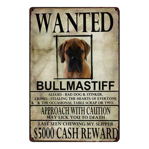Wanted Airedale Terrier Approach With Caution Tin Poster - Series 1-Sign Board-Airedale Terrier, Dogs, Home Decor, Sign Board-Bullmastiff-One Size-8