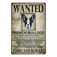Load image into Gallery viewer, Wanted Newfoundland Approach With Caution Tin Poster - Series 1-Sign Board-Dogs, Home Decor, Newfoundland, Sign Board-French Bulldog-One Size-16