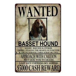 Wanted Newfoundland Approach With Caution Tin Poster - Series 1-Sign Board-Dogs, Home Decor, Newfoundland, Sign Board-Basset Hound-One Size-6
