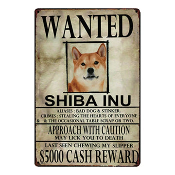 Wanted Shiba Inu Approach With Caution Tin Poster - Series 1-Sign Board-Dogs, Home Decor, Shiba Inu, Sign Board-Shiba Inu-One Size-1
