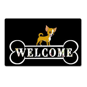 Warm Chihuahua Welcome Rubber Door MatHome DecorChihuahuaSmall