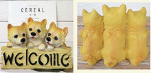 Load image into Gallery viewer, image of three shiba inus welcome dog statue - front and back