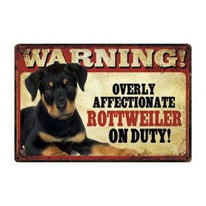 Warning Overly Affectionate Black Poodle on Duty - Tin PosterHome DecorRottweilerOne Size