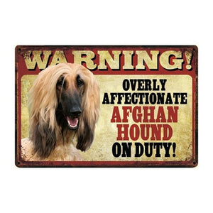 Warning Overly Affectionate Boston Terrier on Duty - Tin PosterHome DecorAfghan HoundOne Size
