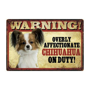 Warning Overly Affectionate Golden Retriever on Duty - Tin PosterHome DecorChihuahuaOne Size