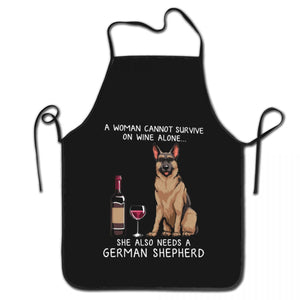 Wine and Border Collie Love Unisex Aprons-Accessories-Accessories, Apron, Border Collie, Dogs-German Shepherd-10