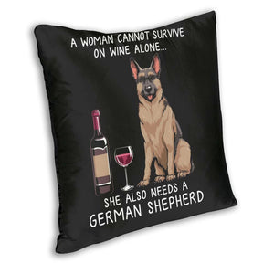 Wine and German Shepherd Mom Love Cushion Covers-Home Decor-Cushion Cover, Dogs, German Shepherd, Home Decor-6