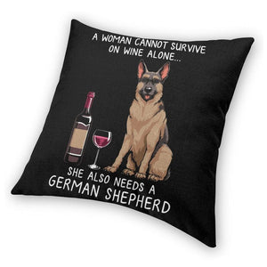Wine and German Shepherd Mom Love Cushion Covers-Home Decor-Cushion Cover, Dogs, German Shepherd, Home Decor-7