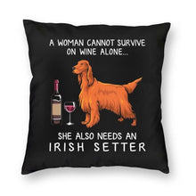 Load image into Gallery viewer, Wine and Irish Setter Mom Love Cushion Cover-Home Decor-Cushion Cover, Dogs, Home Decor, Irish Setter-3