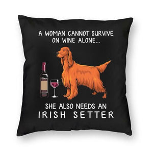 Wine and Irish Setter Mom Love Cushion Cover-Home Decor-Cushion Cover, Dogs, Home Decor, Irish Setter-3
