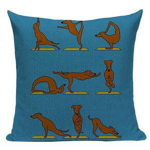 Yoga Beagle Cushion CoverCushion CoverOne SizeDachshund - Blue BG