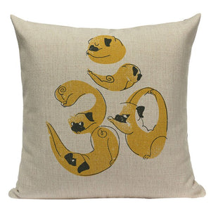 Yoga Shiba Inu Cushion Cover-Cushion Cover-Cushion Cover, Dogs, Home Decor, Shiba Inu-One Size-Pug - Om Sign-23