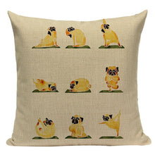 Load image into Gallery viewer, Yoga Shiba Inu Cushion Cover-Cushion Cover-Cushion Cover, Dogs, Home Decor, Shiba Inu-One Size-Pug - Cream BG-24