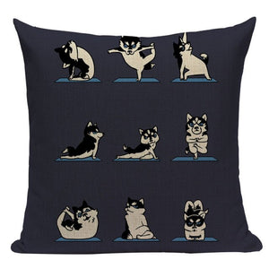 Yoga Shiba Inu Cushion Cover-Cushion Cover-Cushion Cover, Dogs, Home Decor, Shiba Inu-One Size-Husky-5