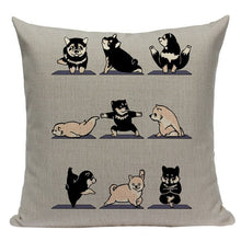 Load image into Gallery viewer, Yoga Shiba Inu Cushion Cover-Cushion Cover-Cushion Cover, Dogs, Home Decor, Shiba Inu-One Size-Shiba Inu-1