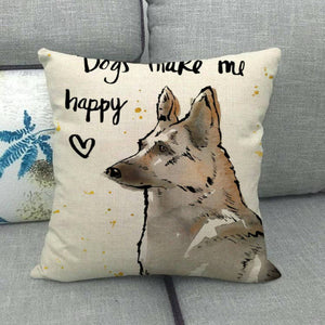 You Had Me at Woof English Bulldog Cushion Cover-Home Decor-Cushion Cover, Dogs, English Bulldog, Home Decor-German Shepherd - Dogs Make Me Happy-4