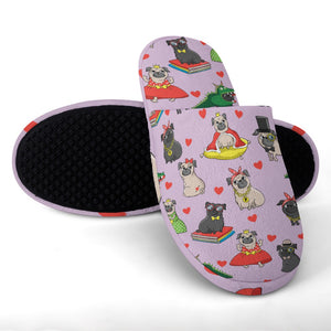 Fancy Dress Pugs Women's Cotton Mop Slippers - 5 Colors-Footwear-Accessories, Pug, Slippers-20