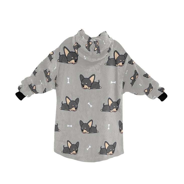 Sleeping Black and Tan Chihuahua Blanket Hoodie for Women - 4 Colors-Apparel-Apparel, Blankets, Chihuahua-16
