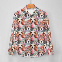 Load image into Gallery viewer, Floral Watercolor Beagle in Blooms Women&#39;s Shirt-Apparel-Apparel, Beagle, Shirt-5