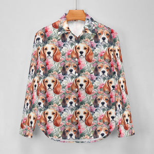 Floral Watercolor Beagle in Blooms Women's Shirt-Apparel-Apparel, Beagle, Shirt-5