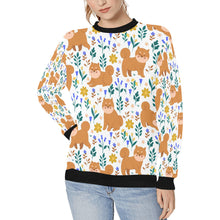 Load image into Gallery viewer, Flower Garden Shiba Inus Women&#39;s Sweatshirt - 4 Colors-Apparel-Apparel, Shiba Inu, Sweatshirt-White-XS-1