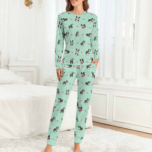 Boston Terrier Love Women's Soft Pajama Set - 4 Colors-Pajamas-Apparel, Boston Terrier, Pajamas-Mint Green-XS-3