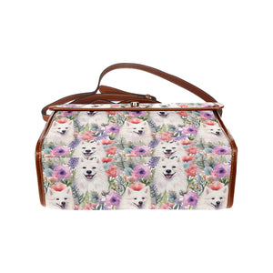 Watercolor Flower Garden Samoyeds Waterproof Shoulder Bag-Accessories-Accessories, Bags, Samoyed-One Size-5