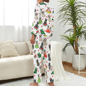 Fancy Dress Pugs Pajamas Set for Women - 4 Colors-Pajamas-Apparel, Pajamas, Pug, Pug - Black-10