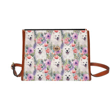 Load image into Gallery viewer, Watercolor Flower Garden Samoyeds Waterproof Shoulder Bag-Accessories-Accessories, Bags, Samoyed-One Size-6