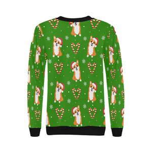 Snowflakes and Double Candy Cane Corgis Women's Sweatshirt - 4 Colors-Apparel-Apparel, Corgi, Sweatshirt-9