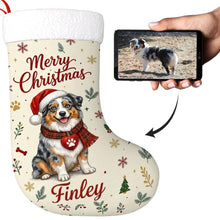 Load image into Gallery viewer, Australian Shepherd Christmas Stocking - Cozy Festive Wishes - Personalize with Photo and Name-Christmas Ornament-Australian Shepherd,Christmas,Christmas Stocking,Personalize Artwork-1