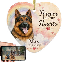 Load image into Gallery viewer, German Shepherd Dog Ornament - Forever In Our Hearts Design - Personalized with Name-Christmas Ornament-Christmas,German Shepherd,Personalize Artwork-1
