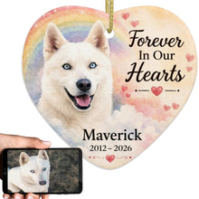 Load image into Gallery viewer, Husky Dog Ornament - Forever In Our Hearts Design - Personalized with Name-Christmas Ornament-Christmas,Personalize Artwork,Siberian Husky-1