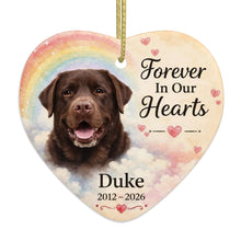 Load image into Gallery viewer, Chocolate Labrador Dog Ornament - Forever In Our Hearts Design - Personalized with Name-Christmas Ornament-Chocolate Labrador,Christmas,Personalize Artwork-4
