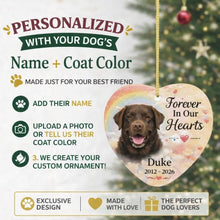 Load image into Gallery viewer, Chocolate Labrador Dog Ornament - Forever In Our Hearts Design - Personalized with Name-Christmas Ornament-Chocolate Labrador,Christmas,Personalize Artwork-2